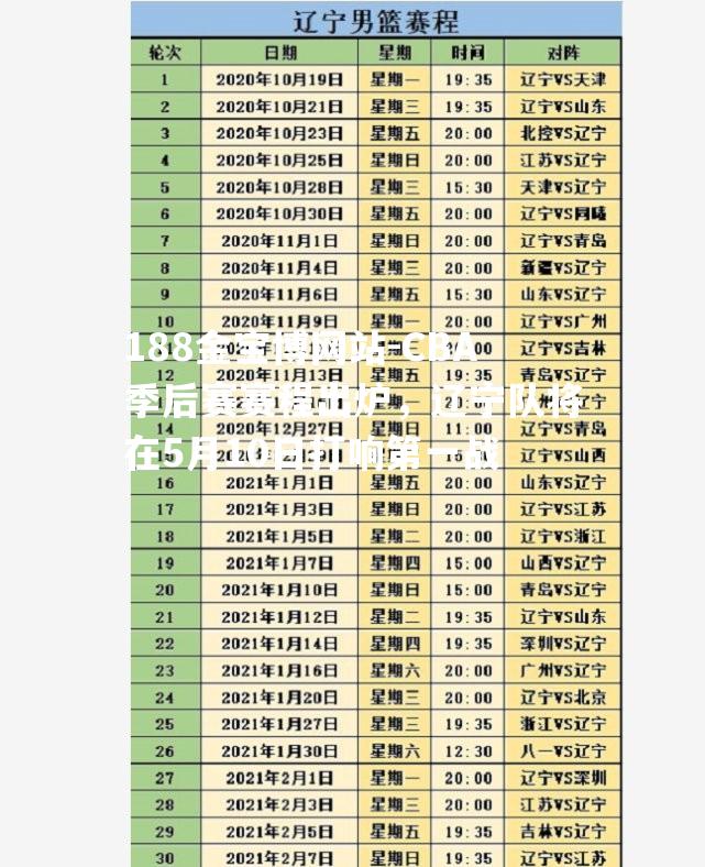 CBA季后赛赛程出炉，辽宁队将在5月10日打响第一战